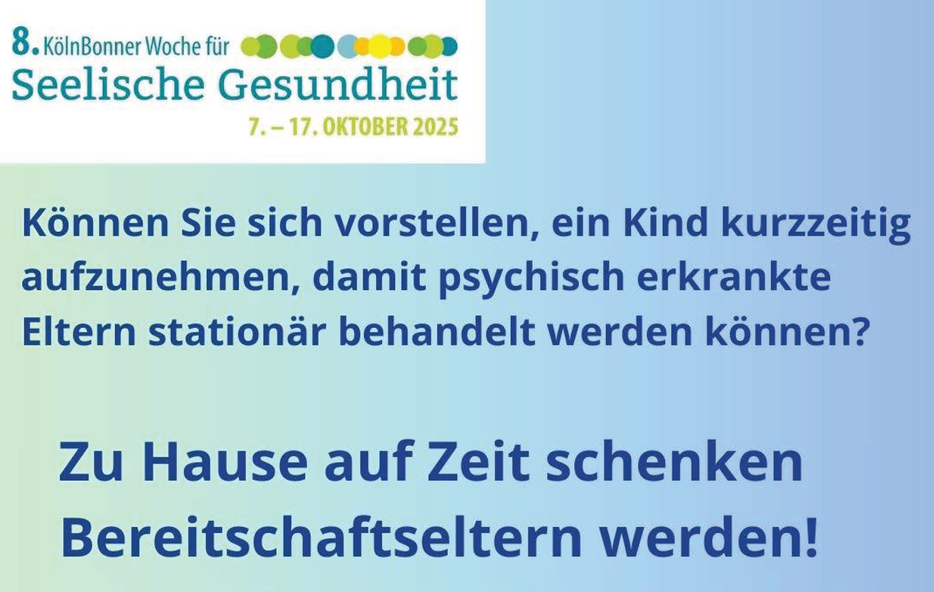 Engagieren als "Zuhause auf Zeit" für Kinder psychisch erkrankter Eltern